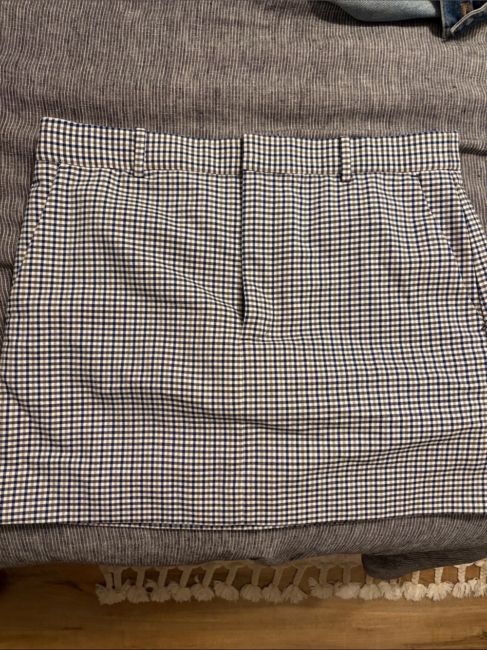 Madewell Navy and White Gingham Mini Skirt